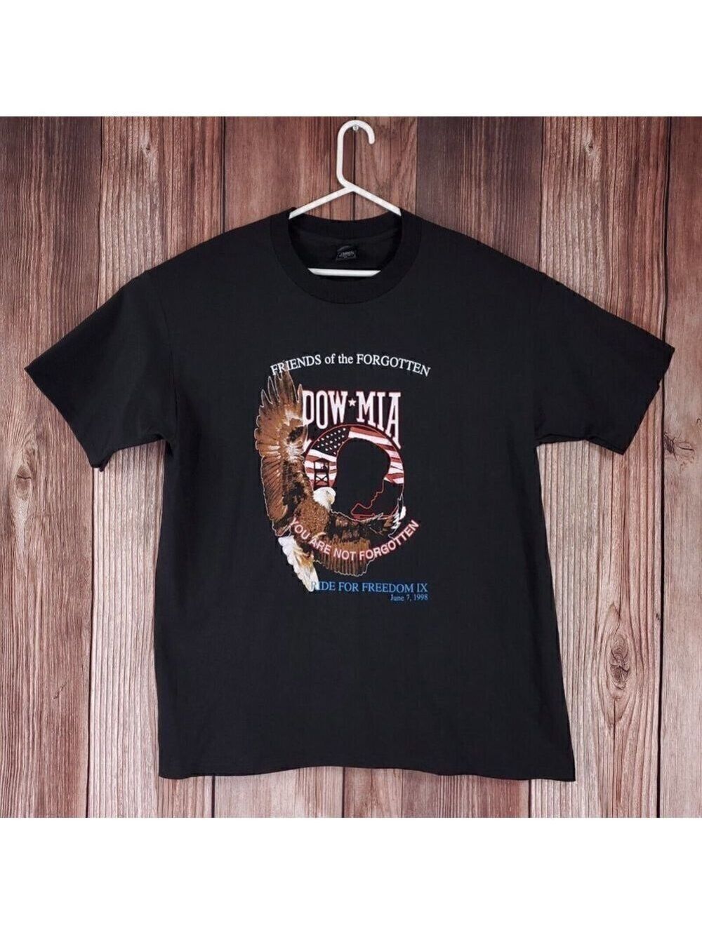 Vtg 1998 Ride For The Forgotten Single Stitch Shirt Black Size 2XL Made In USA